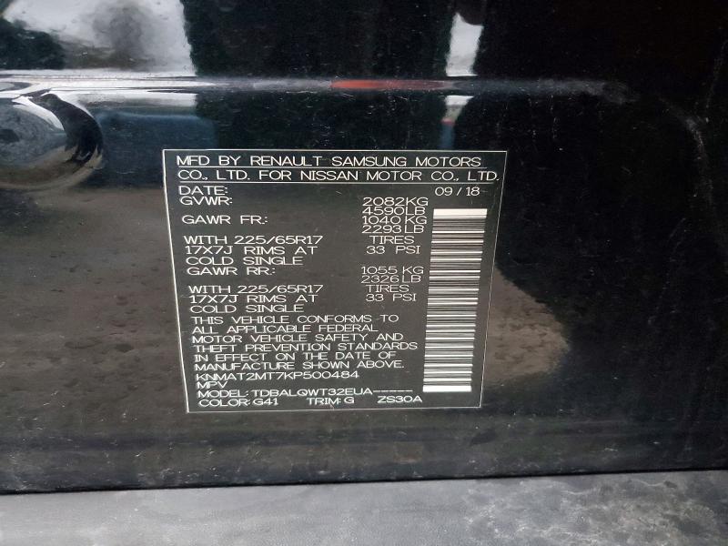 Aukcja sprzedaży 2019 Nissan Rogue, vin: KNMAT2MT7KP500484, numer aukcji: 41741906