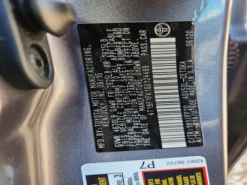 Aukcja sprzedaży 2016 Toyota Camry, vin: 4T1BF1FK1GU124489, numer aukcji: 79976995