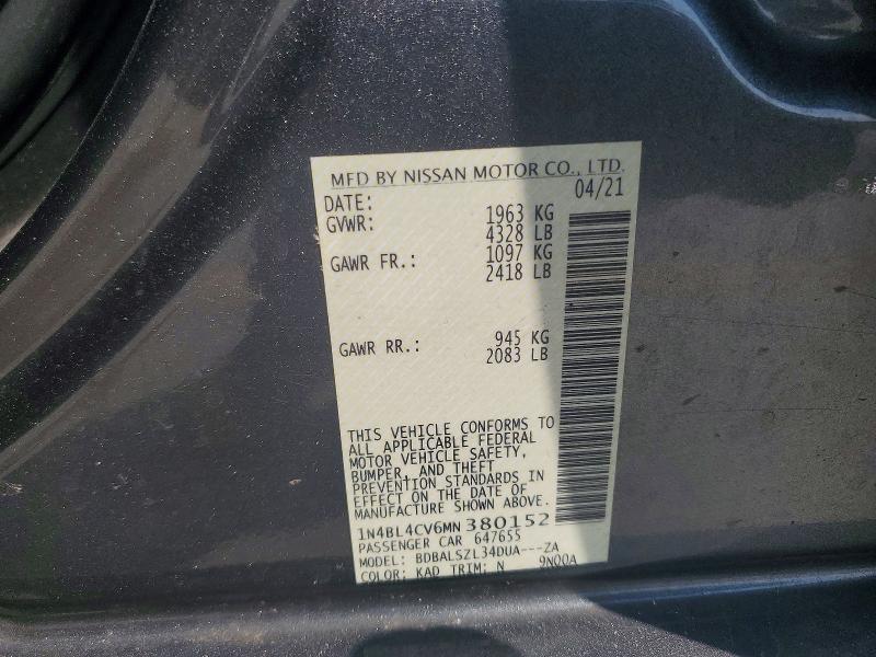 Продажа на аукционе авто 2021 Nissan Altima, vin: 1N4BL4CV6MN380152, номер лота: 47045826
