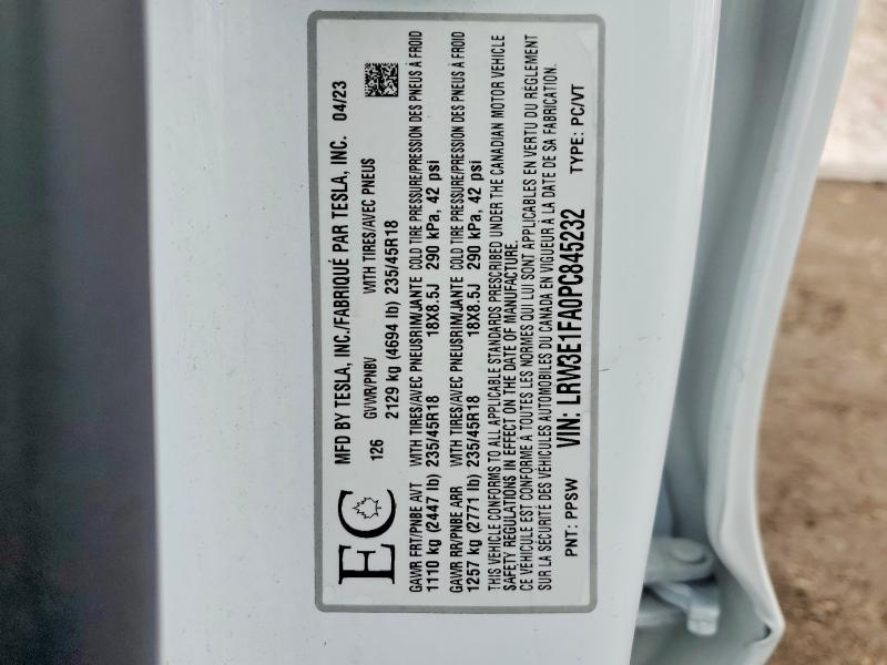 Продажа на аукционе авто 2023 Tesla Model 3, vin: LRW3E1FA0PC845232, номер лота: 47367186