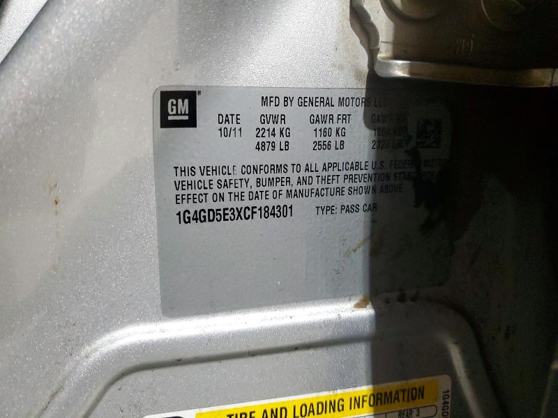 Продажа на аукционе авто 2012 Buick Lacrosse, vin: 1G4GD5E3XCF184301, номер лота: 46183716