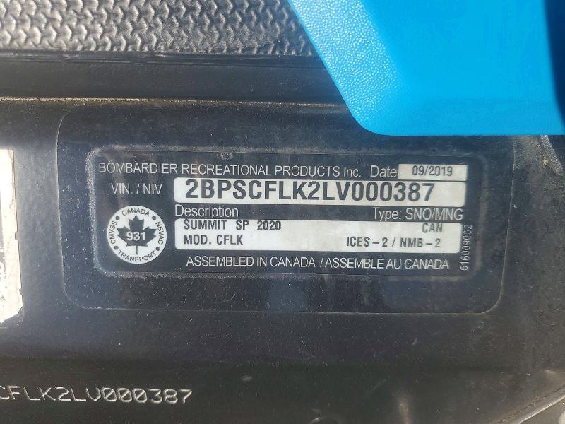 Продаж на аукціоні авто 2020 Ski-doo Summit 850, vin: 2BPSCFLK2LV000387, номер лоту: 46647196