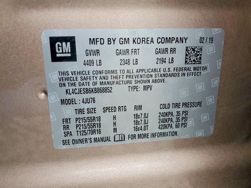 Продажа на аукционе авто 2019 Buick Encore, vin: KL4CJESB6KB868852, номер лота: 46616956