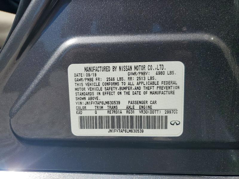 Aukcja sprzedaży 2020 Infiniti Q50, vin: JN1FV7AP6LM630539, numer aukcji: 46942226
