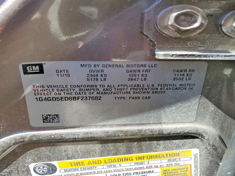 46885056 :رقم المزاد ، 1G4GD5ED8BF237682 vin ، 2011 Buick Lacrosse مزاد بيع
