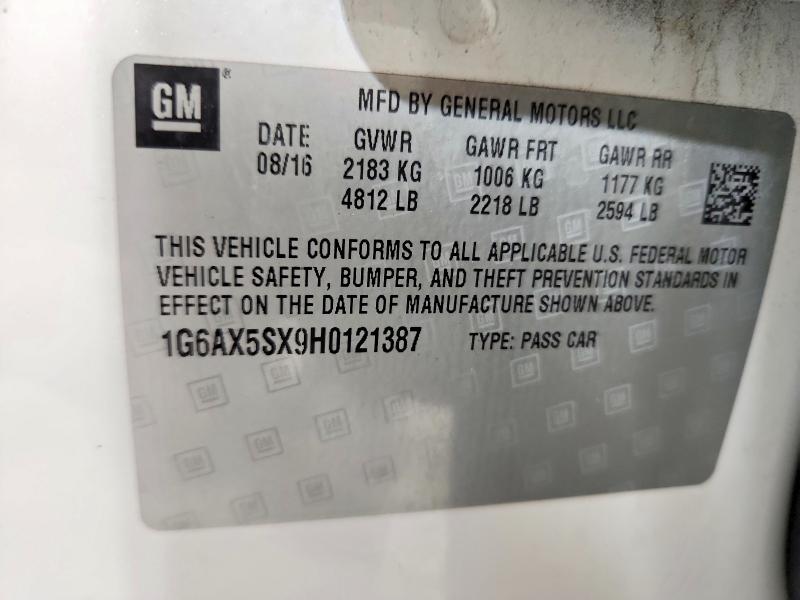 Aukcja sprzedaży 2017 Cadillac Cts, vin: 1G6AX5SX9H0121387, numer aukcji: 47158306