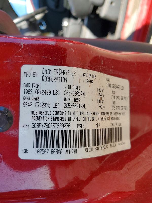 2005 Chrysler Pt Cruiser მანქანა იყიდება აუქციონზე, vin: 3C8FY78G75T539270, აუქციონის ნომერი: 46185286