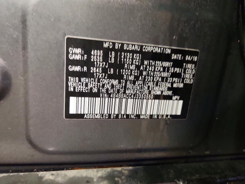 Продажа на аукционе авто 2018 Subaru Outback, vin: 4S4BSACC4J3350550, номер лота: 46123216