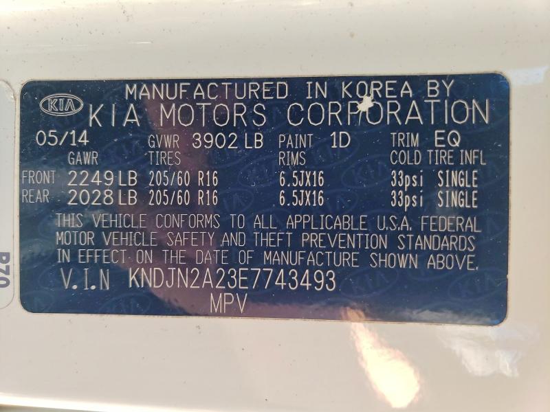 2014 Kia Soul მანქანა იყიდება აუქციონზე, vin: KNDJN2A23E7743493, აუქციონის ნომერი: 46629916