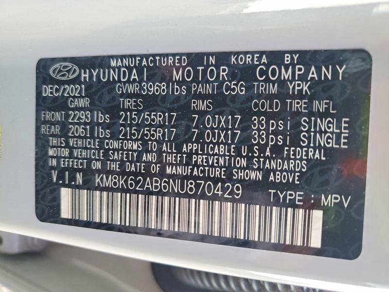 Aukcja sprzedaży 2022 Hyundai Kona, vin: KM8K62AB6NU870429, numer aukcji: 49011736