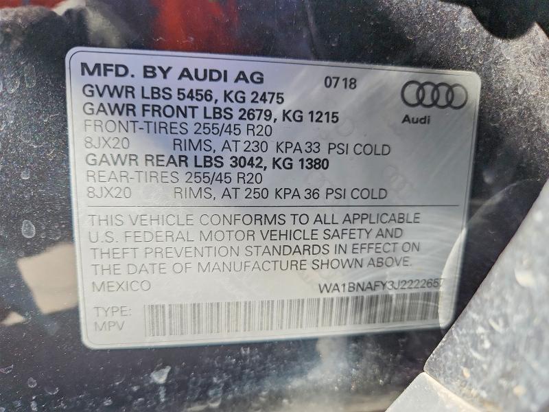Продаж на аукціоні авто 2018 Audi Q5, vin: WA1BNAFY3J2222657, номер лоту: 46022406