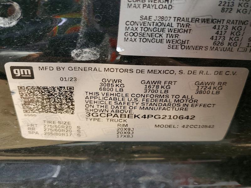 Продаж на аукціоні авто 2023 Chevrolet Silverado, vin: 3GCPABEK4PG210642, номер лоту: 79475445