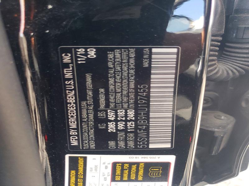 Продаж на аукціоні авто 2017 Mercedes-benz C, vin: 55SWF4JB9HU197455, номер лоту: 41907106