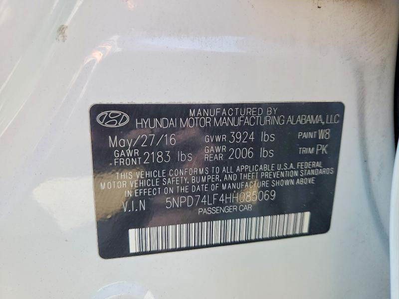 Продажа на аукционе авто 2017 Hyundai Elantra, vin: 5NPD74LF4HH085069, номер лота: 47473926