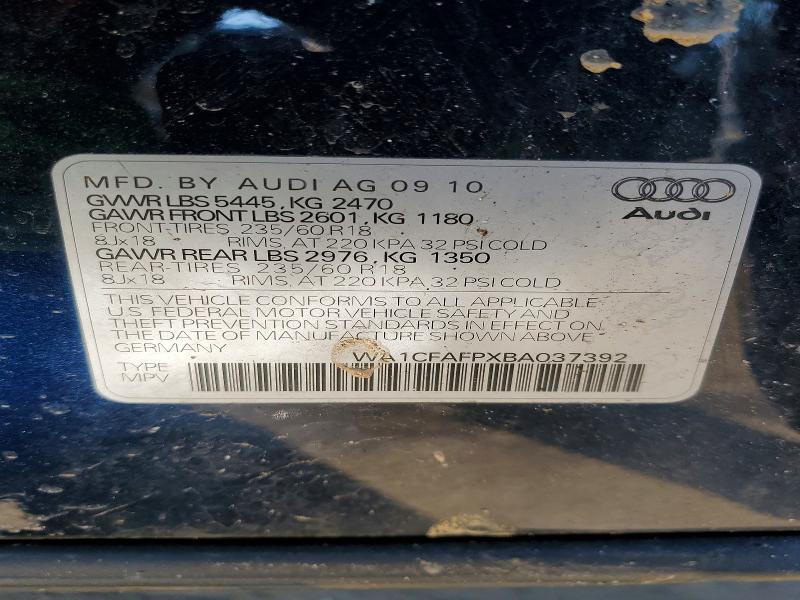 45565896 :رقم المزاد ، WA1CFAFPXBA037392 vin ، 2011 Audi Q5 مزاد بيع