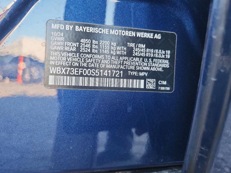 2025 Bmw X1 მანქანა იყიდება აუქციონზე, vin: WBX73EF00S5141721, აუქციონის ნომერი: 46292246