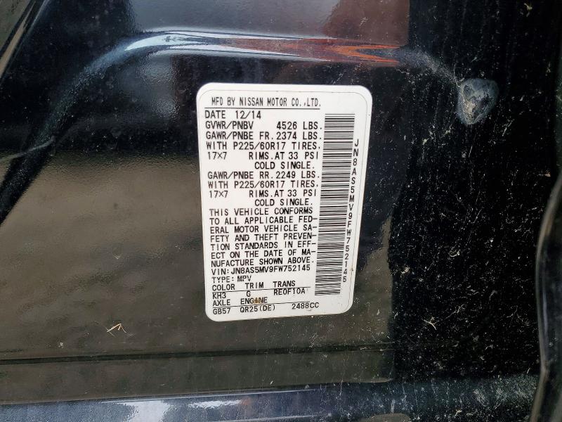 Продаж на аукціоні авто 2015 Nissan Rogue Select, vin: JN8AS5MV9FW752145, номер лоту: 46881636