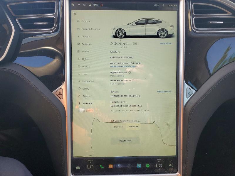 2015 Tesla Model S მანქანა იყიდება აუქციონზე, vin: 5YJSA1E13FF101282, აუქციონის ნომერი: 46185936