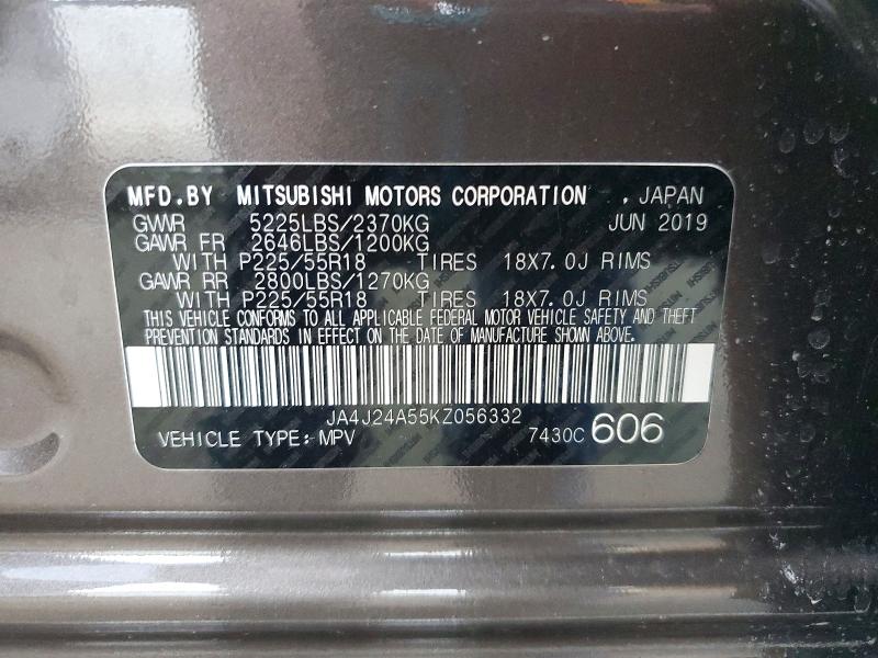 Aukcja sprzedaży 2019 Mitsubishi Outlander, vin: JA4J24A55KZ056332, numer aukcji: 47763416