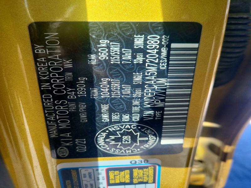 75150765 :رقم المزاد ، KNDEPCAA5M7204980 vin ، 2021 Kia Seltos مزاد بيع