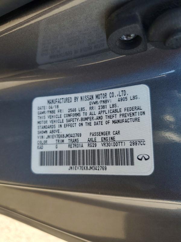 46700016 :رقم المزاد ، JN1EV7EK8JM342769 vin ، 2018 Infiniti Q60 مزاد بيع