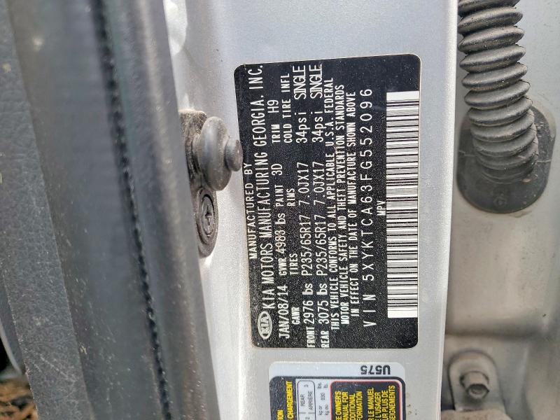 46420696 :رقم المزاد ، 5XYKTCA63FG552096 vin ، 2015 Kia Sorento مزاد بيع