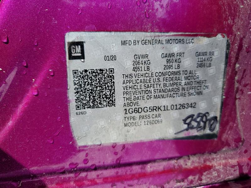 41772026 :رقم المزاد ، 1G6DG5RK1L0126342 vin ، 2020 Cadillac Ct4 مزاد بيع