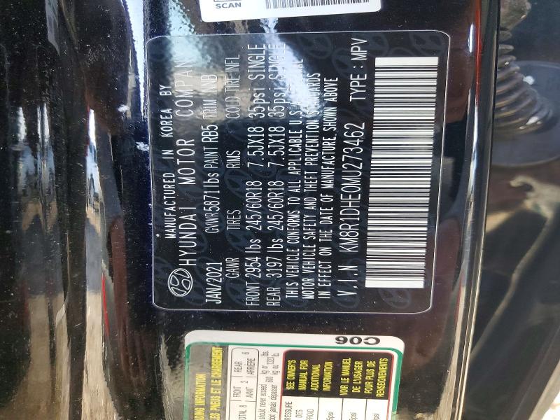 46387046 :رقم المزاد ، KM8R1DHE0MU273462 vin ، 2021 Hyundai Palisade مزاد بيع