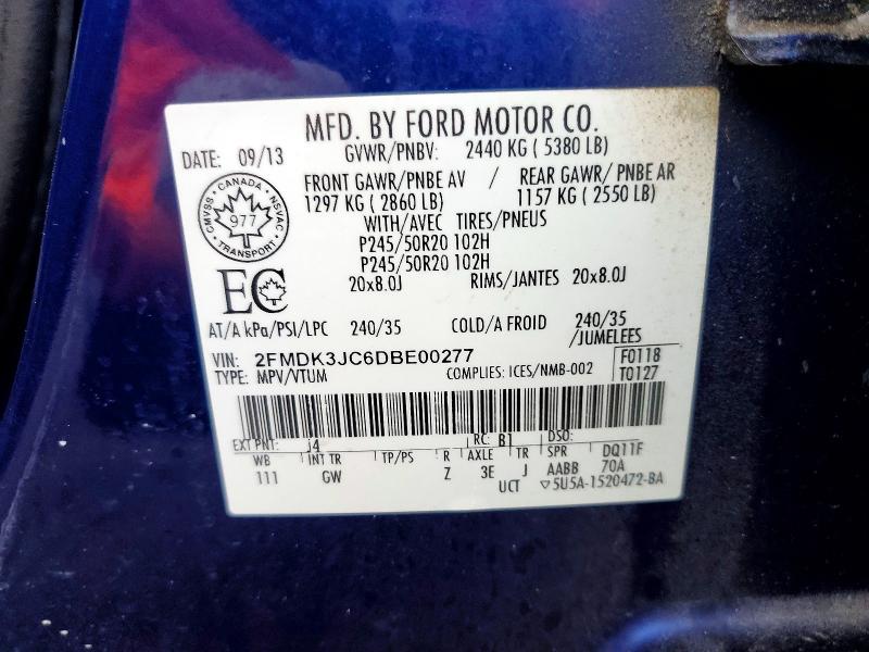 Продажа на аукционе авто 2013 Ford Edge, vin: 2FMDK3JC6DBE00277, номер лота: 45623536