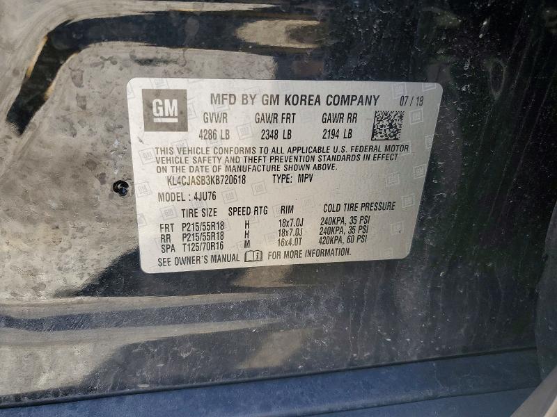 Продаж на аукціоні авто 2019 Buick Encore, vin: KL4CJASB3KB720618, номер лоту: 45584186