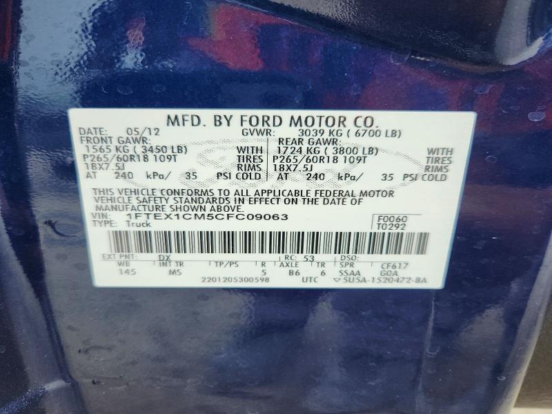 Aukcja sprzedaży 2012 Ford F150, vin: 1FTEX1CM5CFC09063, numer aukcji: 47711086