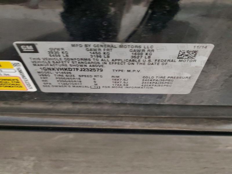 46110196 :رقم المزاد ، 1GNKVHKD7FJ232579 vin ، 2015 Chevrolet Traverse مزاد بيع