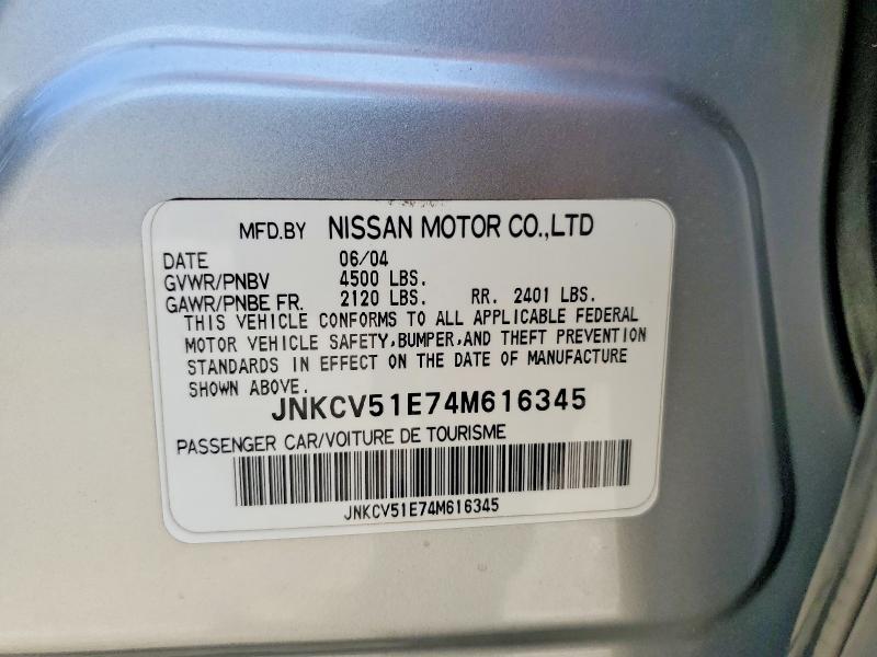 Aukcja sprzedaży 2004 Infiniti G35, vin: JNKCV51E74M616345, numer aukcji: 47290526