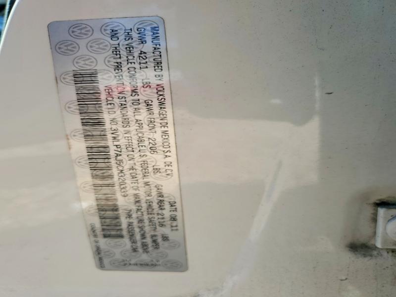 2012 Volkswagen Jetta მანქანა იყიდება აუქციონზე, vin: 3VWLP7AJ5CM320339, აუქციონის ნომერი: 45929026