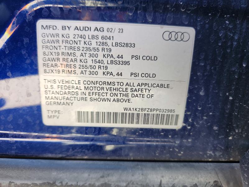 2023 Audi Q4 E-tron მანქანა იყიდება აუქციონზე, vin: WA1K2BFZ8PP032985, აუქციონის ნომერი: 79347065