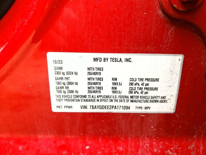 2023 Tesla Model Y მანქანა იყიდება აუქციონზე, vin: 7SAYGDEE2PA171094, აუქციონის ნომერი: 48136576