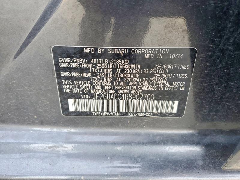 48359056 :رقم المزاد ، JF2GUADC4R8902700 vin ، 2024 Subaru Crosstrek مزاد بيع