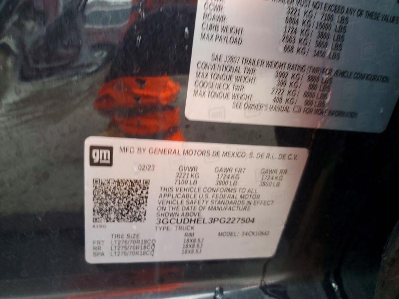 45824566 :رقم المزاد ، 3GCUDHEL3PG227504 vin ، 2023 Chevrolet Silverado مزاد بيع