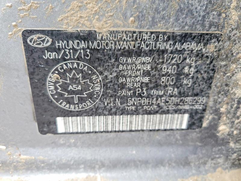 47054006 :رقم المزاد ، 5NPDH4AE5DH286299 vin ، 2013 Hyundai Elantra مزاد بيع