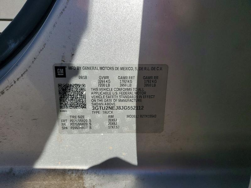 2018 Gmc Sierra მანქანა იყიდება აუქციონზე, vin: 3GTU2NEJ8JG552112, აუქციონის ნომერი: 45969666