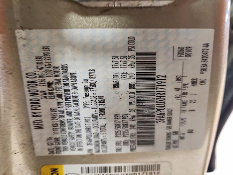 Aukcja sprzedaży 2017 Ford Fusion, vin: 3FA6P0LUXHR171912, numer aukcji: 46691976