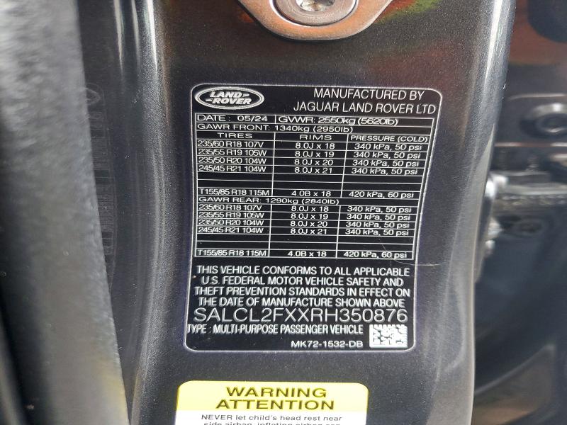 2024 Land Rover Discovery Sport მანქანა იყიდება აუქციონზე, vin: SALCL2FXXRH350876, აუქციონის ნომერი: 72680815