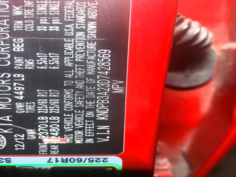 46962876 :رقم المزاد ، KNDPB3A23D7428569 vin ، 2013 Kia Sportage مزاد بيع