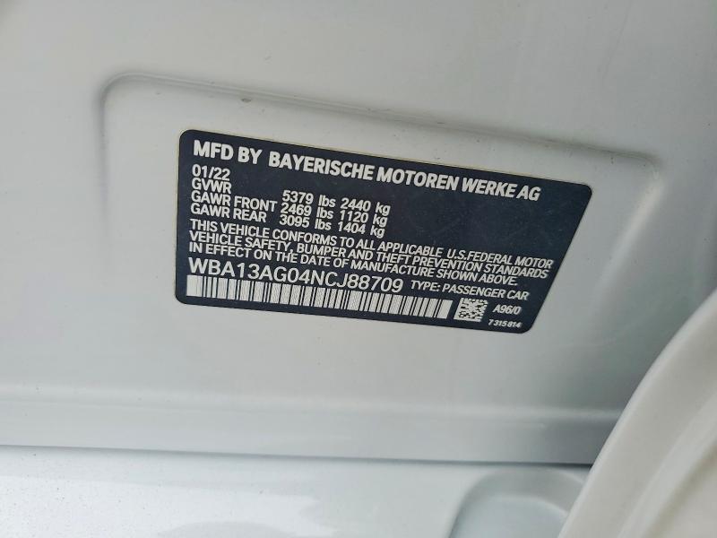 47916926 :رقم المزاد ، WBA13AG04NCJ88709 vin ، 2022 Bmw 530e مزاد بيع