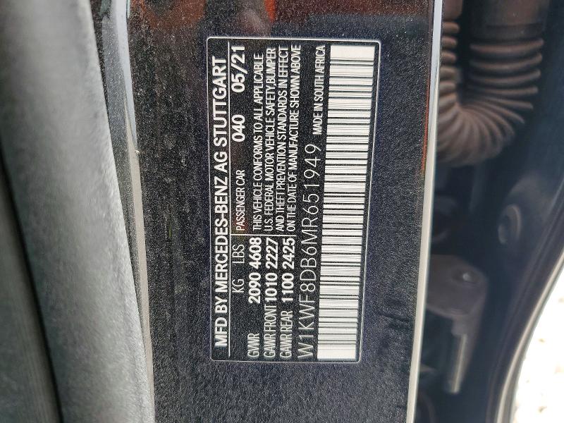 2021 Mercedes-benz C მანქანა იყიდება აუქციონზე, vin: W1KWF8DB6MR651949, აუქციონის ნომერი: 41901426