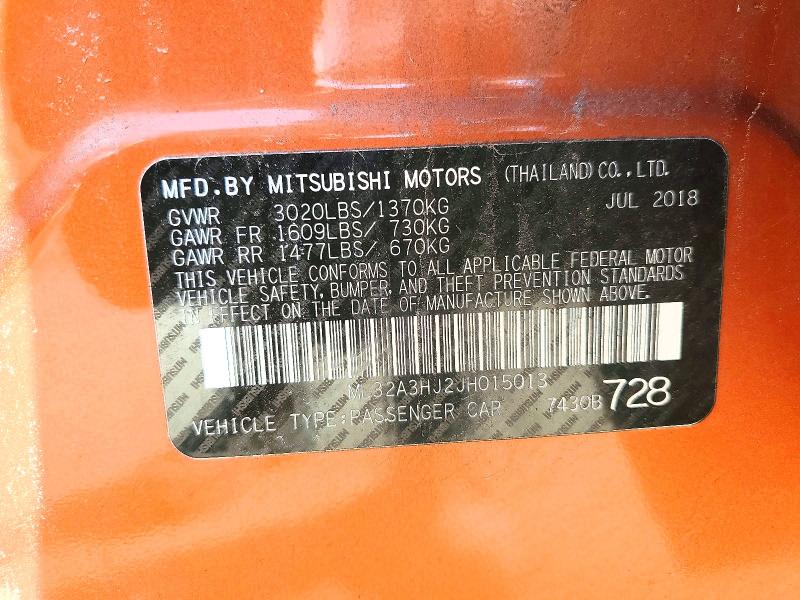 Aukcja sprzedaży 2018 Mitsubishi Mirage, vin: ML32A3HJ2JH015013, numer aukcji: 46681276