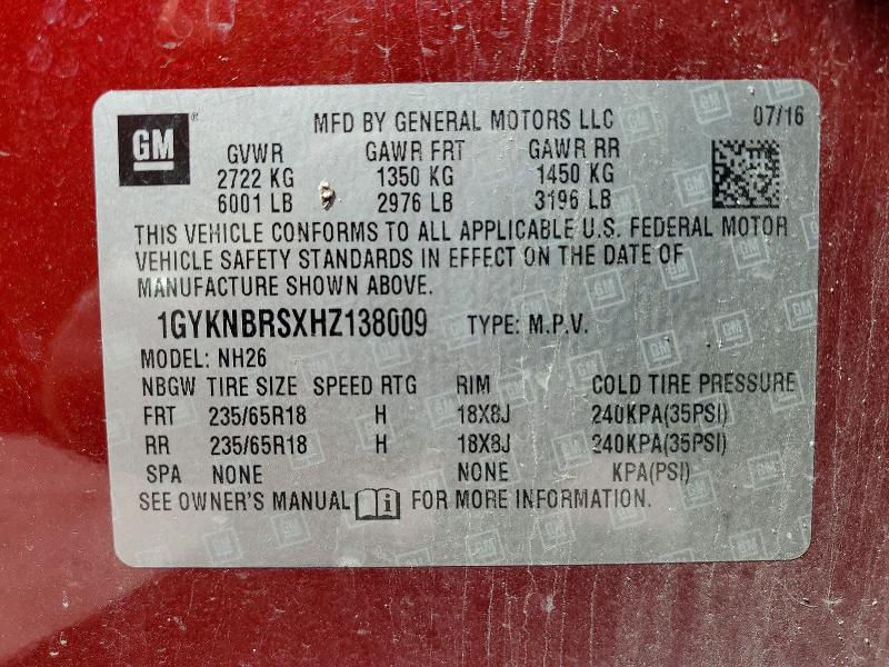 Продажа на аукционе авто 2017 Cadillac Xt5, vin: 1GYKNBRSXHZ138009, номер лота: 79060605