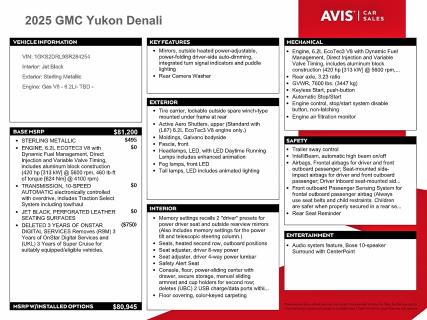 78154495 :رقم المزاد ، 1GKS2DRL9SR284254 vin ، 2025 Gmc Yukon مزاد بيع
