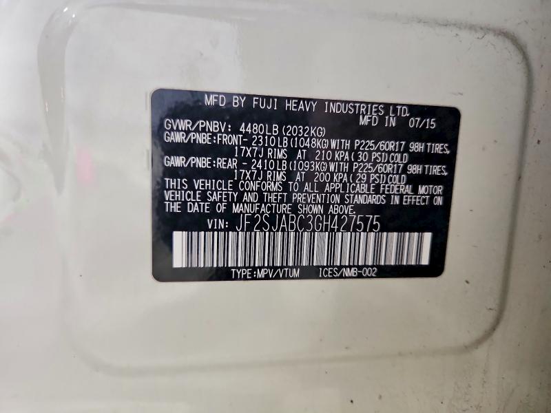 Aukcja sprzedaży 2016 Subaru Forester, vin: JF2SJABC3GH427575, numer aukcji: 46908506