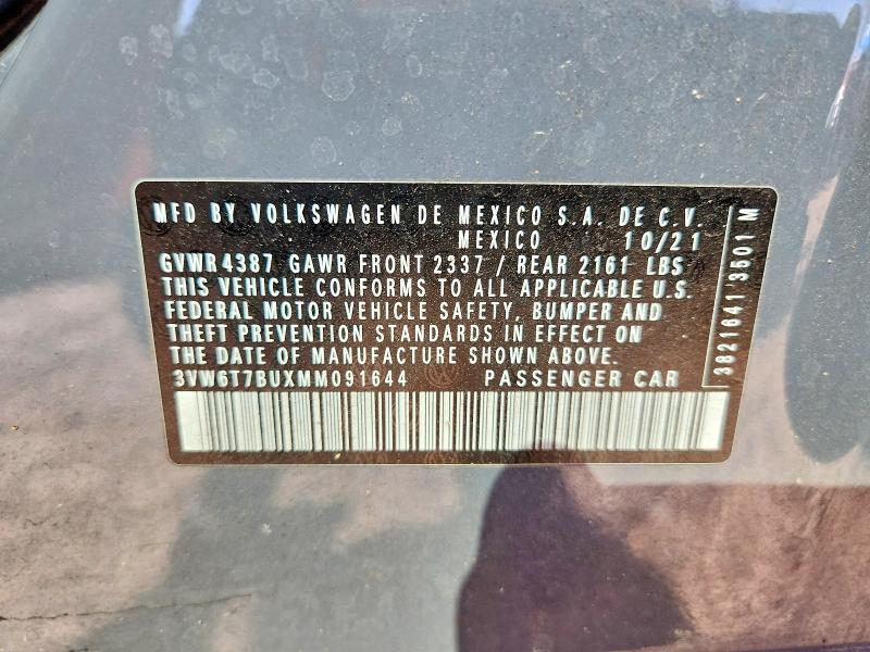 Продаж на аукціоні авто 2021 Volkswagen Jetta, vin: 3VW6T7BUXMM091644, номер лоту: 45981716